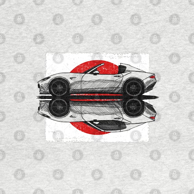 My hand drawing of ND RF Japanese roadster sports car with flag background by jaagdesign